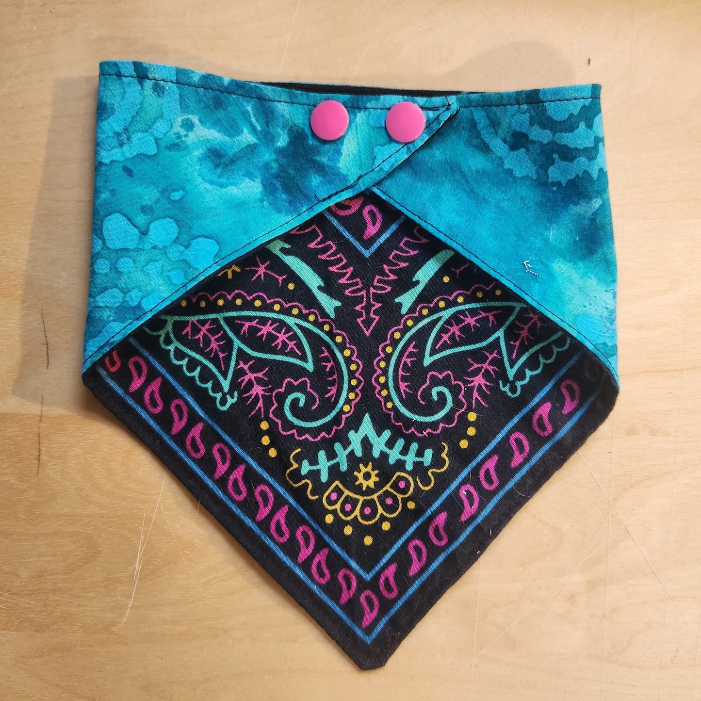 Teal Batik/Paisley Medium Dog Bandana